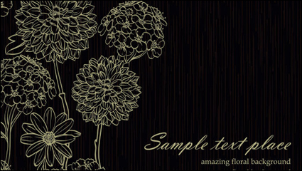 Exquisite black and white line art background 01 - vector material