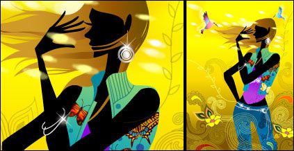 Simple life style vector girls material -1