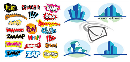 Buildings, icons, mail, house, art vector fonts