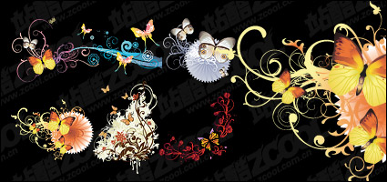 Butterfly and fashion pattern vector material