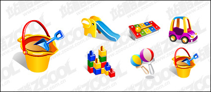 Vector material supplies baby toys