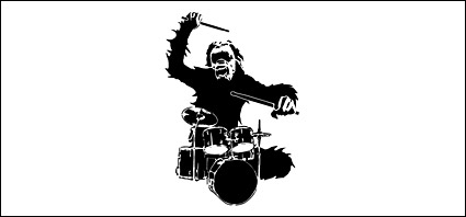 Orangutan drummer Vector